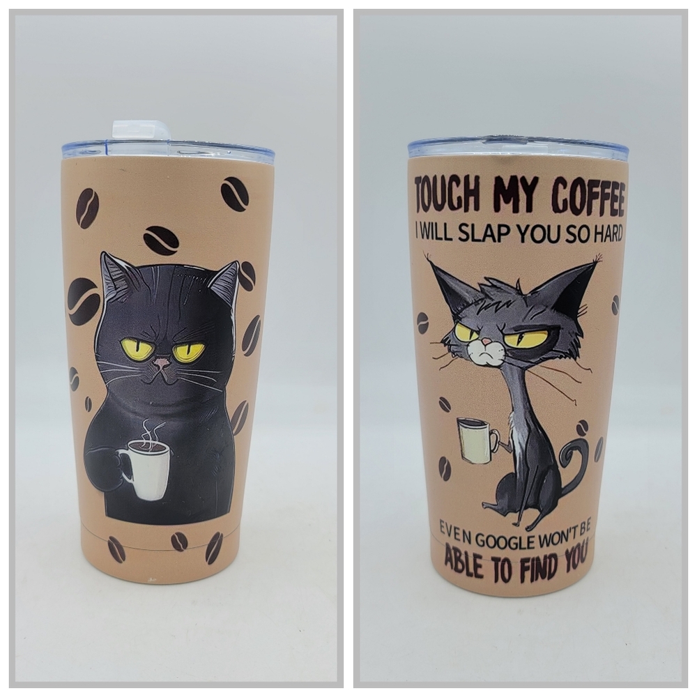 Funny Angry Cat Coffee Tumbler Stainless Steel Travel Mug 304 Insulated Gift